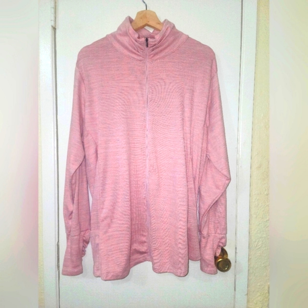 Columbia Pink Full-Zip Cowl Neck Sweater